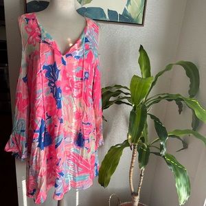 Lilly Pulitzer Benicia Cold Shoulder Dress in Multi Playa Hermosa